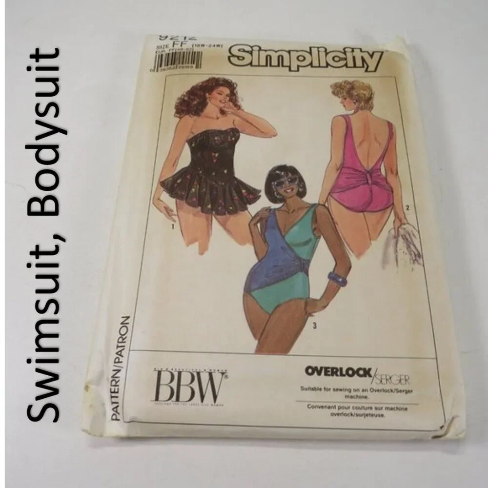 Simplicity 9212 Sewing Pattern Swimsuit Overlock/Surger 18W - 24W UNCUT